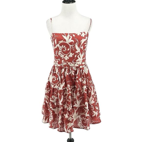 Agua Bendita Lima Maiz Hand‑Embroidered Linen Dress Red Size L - Picture 5 of 11